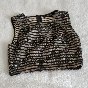GIVE YOU creme with black lace crop top